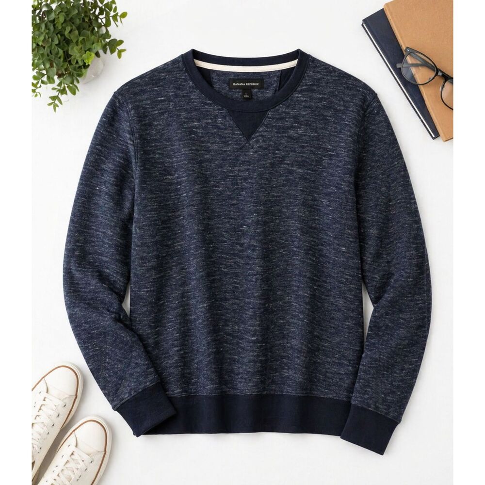 Banana Republic Sweater Mens Size L Large  Blue V Neck Pullover Office Work (348